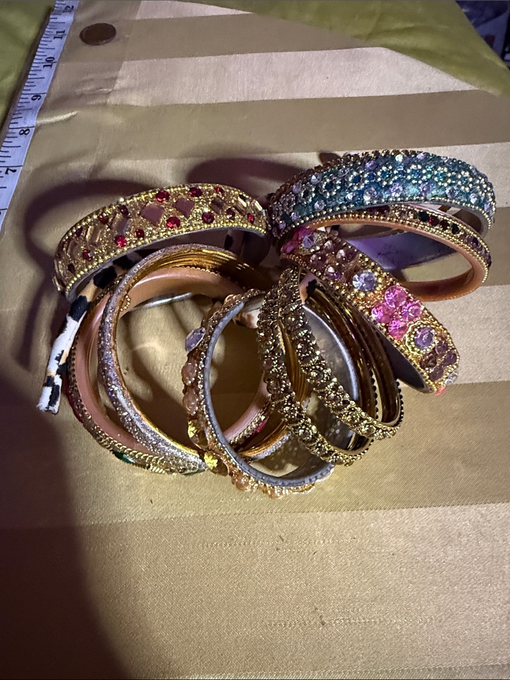 Gold Multi-Color Crystal Bangle Bracelet Set child size Jewelry